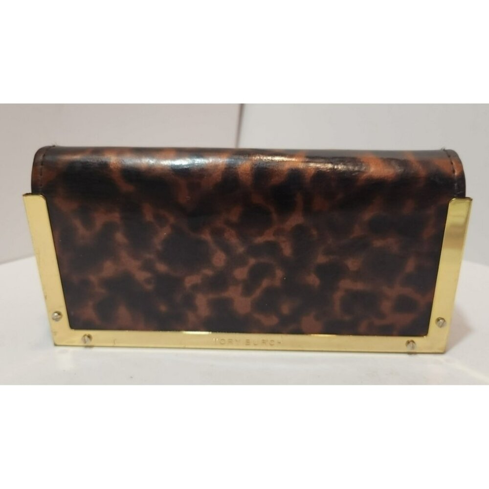 Tory Burch Brown Animal Print with Gold Trim Glasses/Sunglasses Semi-hard Case